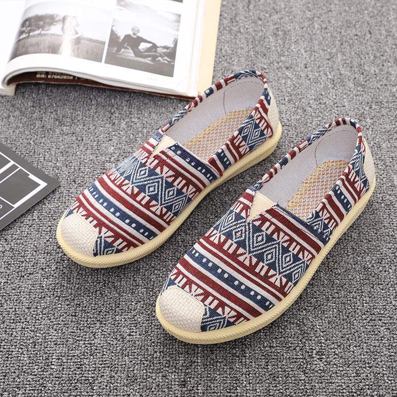 Stoffschuhe Frühling Ein-Pedal Faul Flachsohle Weichsohle Einzelne Schuhe Atmungsaktive Canvas-Schuhe Mutter
