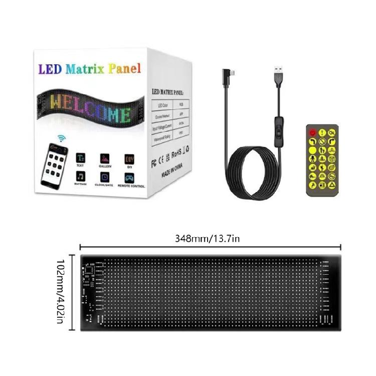 USB 5V Scrolling Led Matrixes Panel Waterproof App Programmable Flexible LED Sign