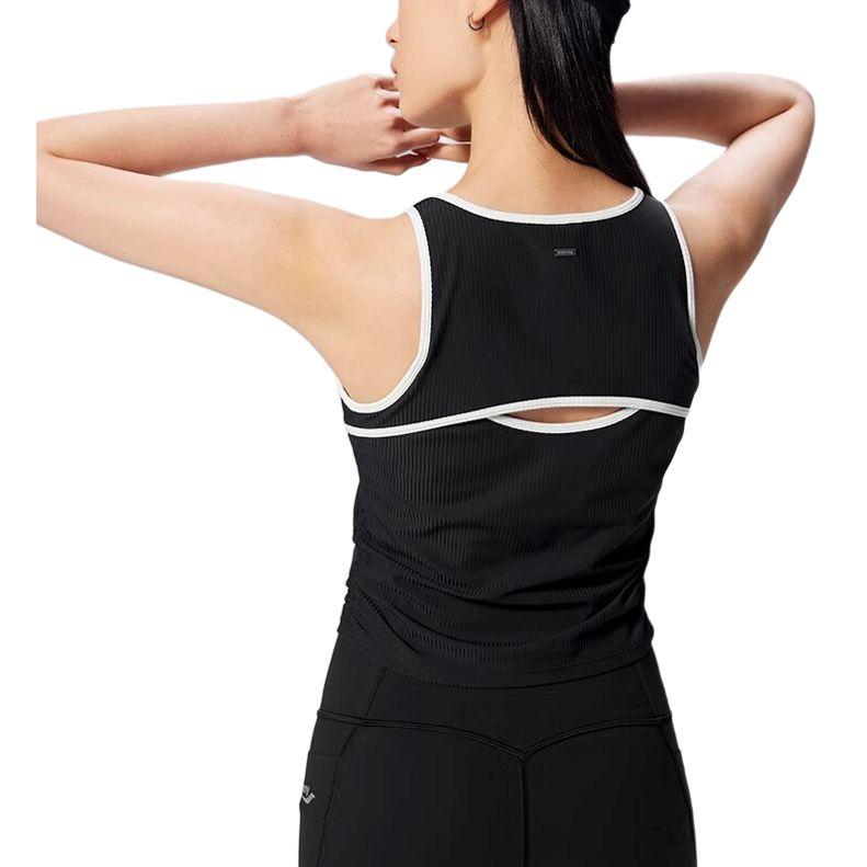 SAUCONY Zwei-in-Eins Rundhals Mode Weiches Hautfreundliches Ärmelloses Tanktop Damen Oberteile Schwarz SA1259TK51L-BK001