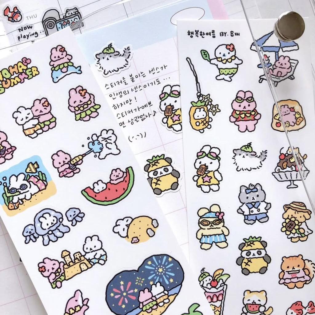 Korean Cute Graffiti Rabbit Stickers - Hand-Drawn Cartoon for DIY Journals