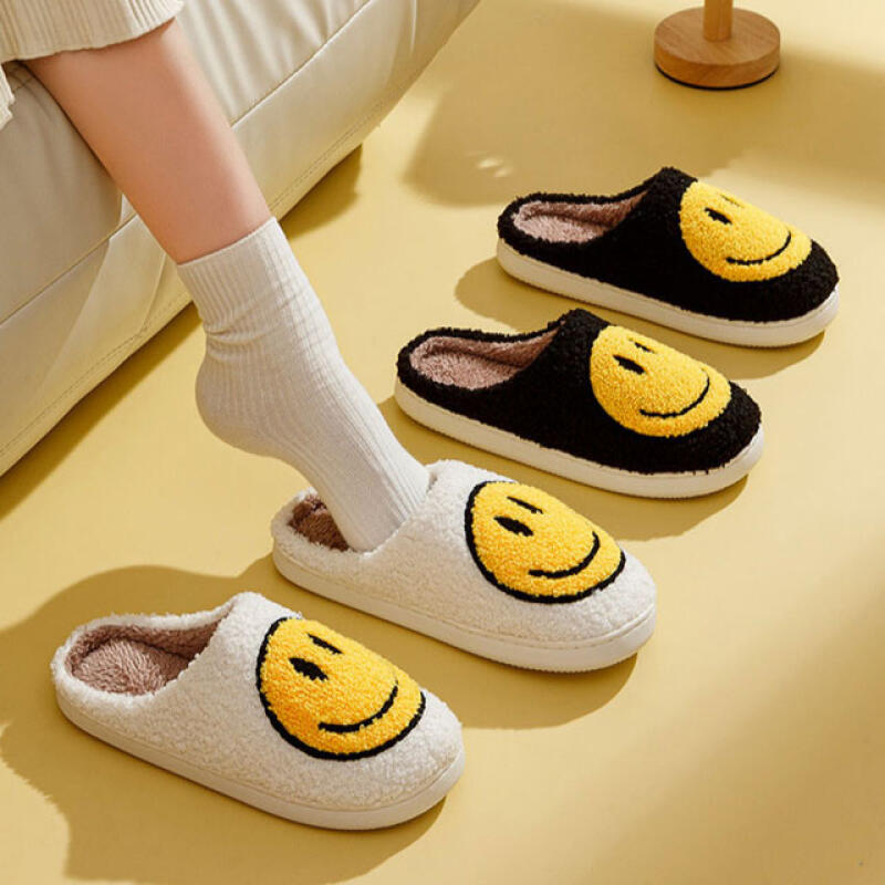 Домашние тапочки  Улыбающийся мех , Зимние теплые офисные тапочки Pink for women