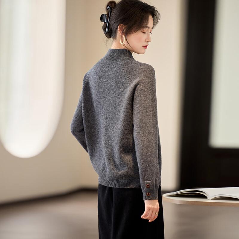 Pull Col Montant Mi-Haut Femme 100% Laine