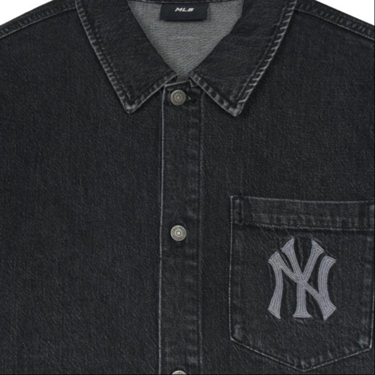New MLB New York Yankees Denim Coopers Mega Logo New York Yankees Denim Shirts Shirt Unisex Black 3ADRB0144-50BKS