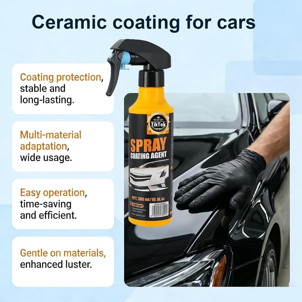 300ml Nano-Keramik-Beschichtungsspray-Kit für Autos - Ultra-hydrophober Lackschutz mit Hochglanz & Extremem Abperlverhalten