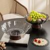 Vintage Petal Fruit Bowl Large Capacity Plastic Serving Tray for Snacks Nuts Candy Transparent Fruit Dish for Living Room Coffee