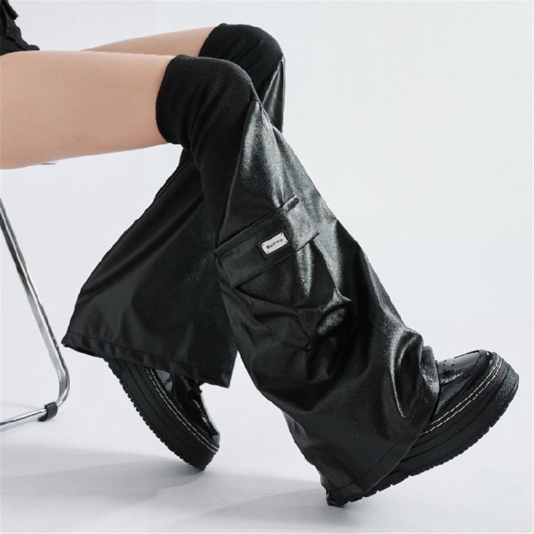 Polainas Punk Góticas Mangas para Piernas de Cuero PU Calcetines Largos para Piernas Dulces Geniales Puños Anchos Calcetines para Tobillos para Mujeres Niñas