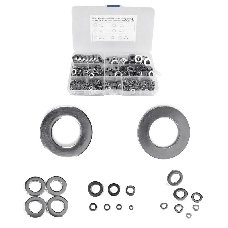 Flat Washer for Bolts 3/4/5/6/8/10/12 Solid Stainless Steel Flat Finish Metal Washer Rusts Resistant Washers