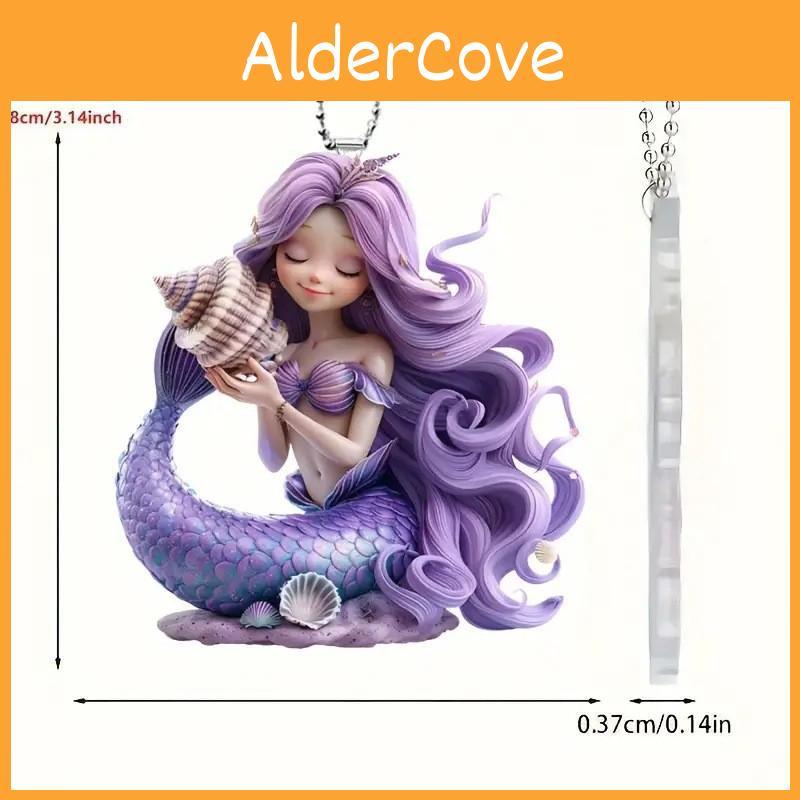 Cute Purple Mermaid Pattern Acrylic Pendant For Christmas Season