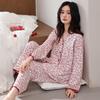 Women's V-Neck Cotton Pajama Set: Long Sleeve Cardigan & Pants, Plus Size, Casual & Loose Fit for Spring and Autumn