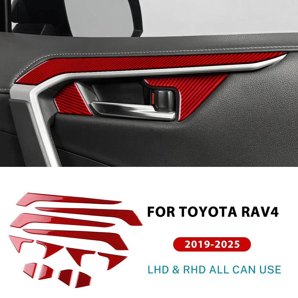 Real Soft Carbon Fiber For Toyota RAV4 XA50      2024 2025 LHD RHD Car Inner Door Handle Trim Panel Sticker