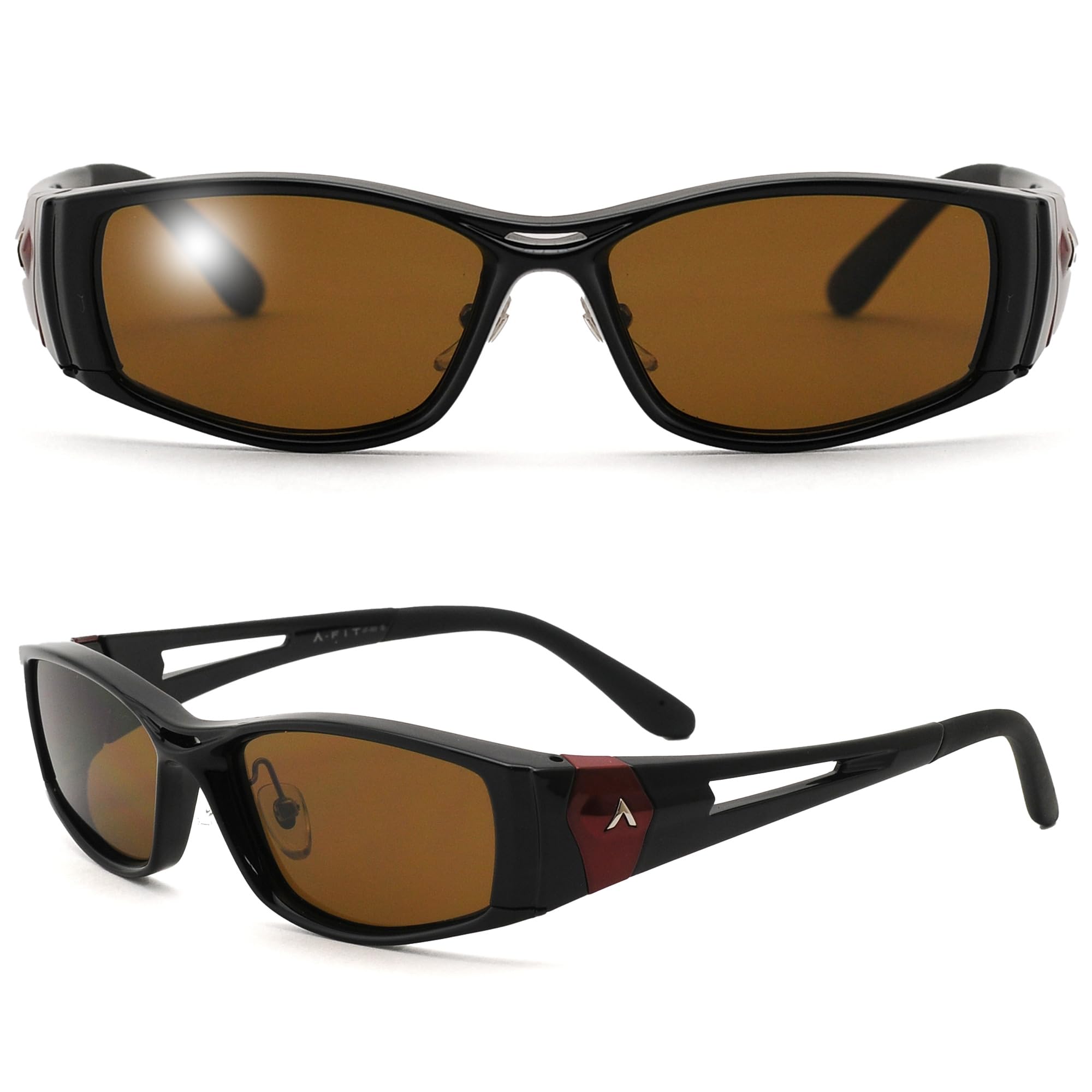 

Polarized Sunglasses for and Outdoor UV with Polarized Brown A-Fit Men s Driving, Fishing, Activities, Protection, Black/Red Lenses, AF-001PBR-C2