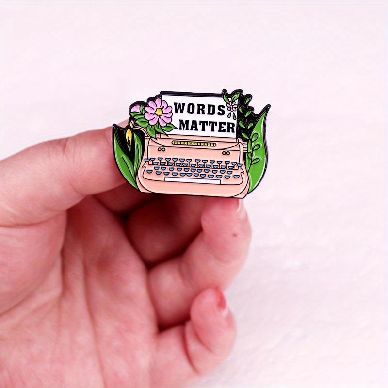 ”Words Matter“ Colorful Typewriter Brooch Bag Clothing Party Badges Accessories
