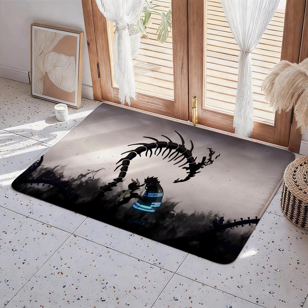 Anime F Fire Force Floor Mat Eco  Flannel Doormat Non Slip Odorless Indoor Floor Rug Soft Short Plush Home Mat