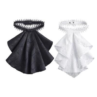 Luxuriöser Europäischer Stil Abnehmbarer Kragen mit Drapierung Design Punk Viktorianisches Jabot Kolonial Falscher Kragen Kostüm Zubehör