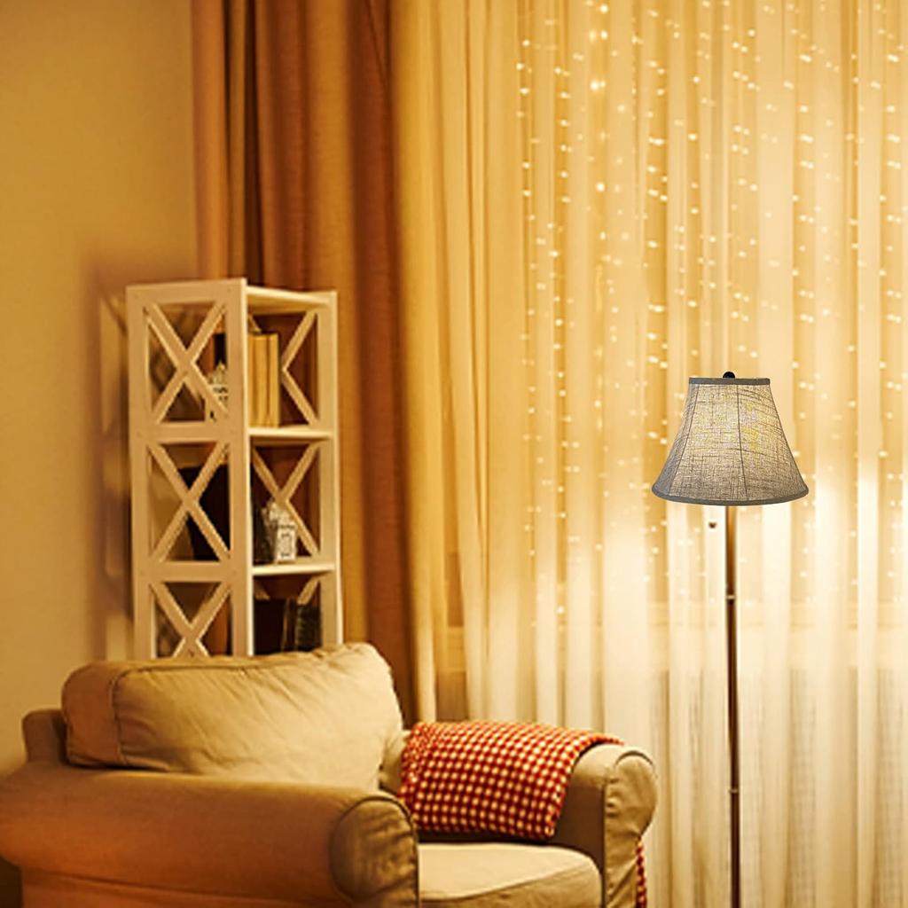 Double Brown Lamp Shade Set of 2, TOOTOO STAR Large Barrel Lampshade for Floor Light and Table Lamp 6x12x8.5 inch, DIY Fabric Natural Linen Hand