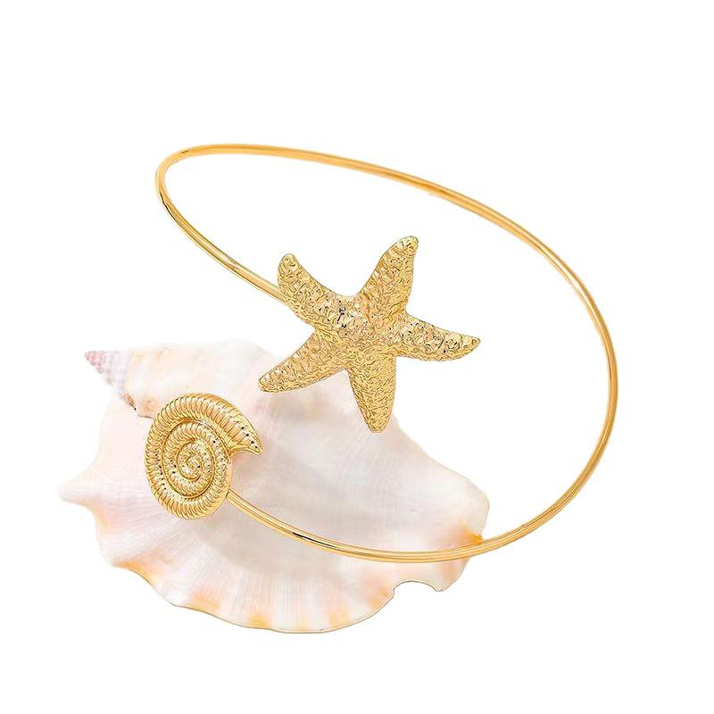 Cross-Border Jewelry Irregular Open Arm Bracelet - Punk Style Flower & Butterfly Arm Ring, Ocean Series Starfish.