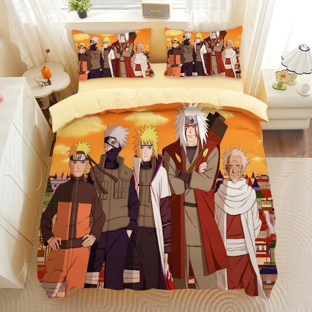 Anime Uchiha Naruto Uzumaki Rød Sky Sengetøysett Husholdningsdyne Dynetrekk Itachi Hjemmetekstil Sengesett Barnegave