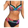 Women's Fashion Sexy Leaf Print High Waist Split Swimsuit Bikini