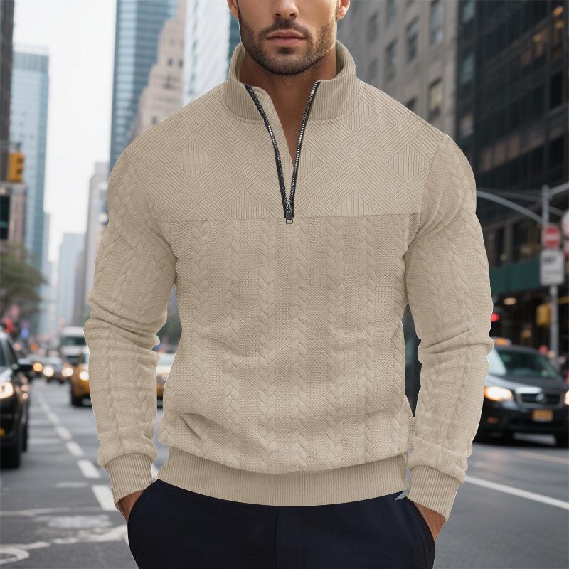 American Retro Patchwork Stand Collar Zipper Pullover Hoodie