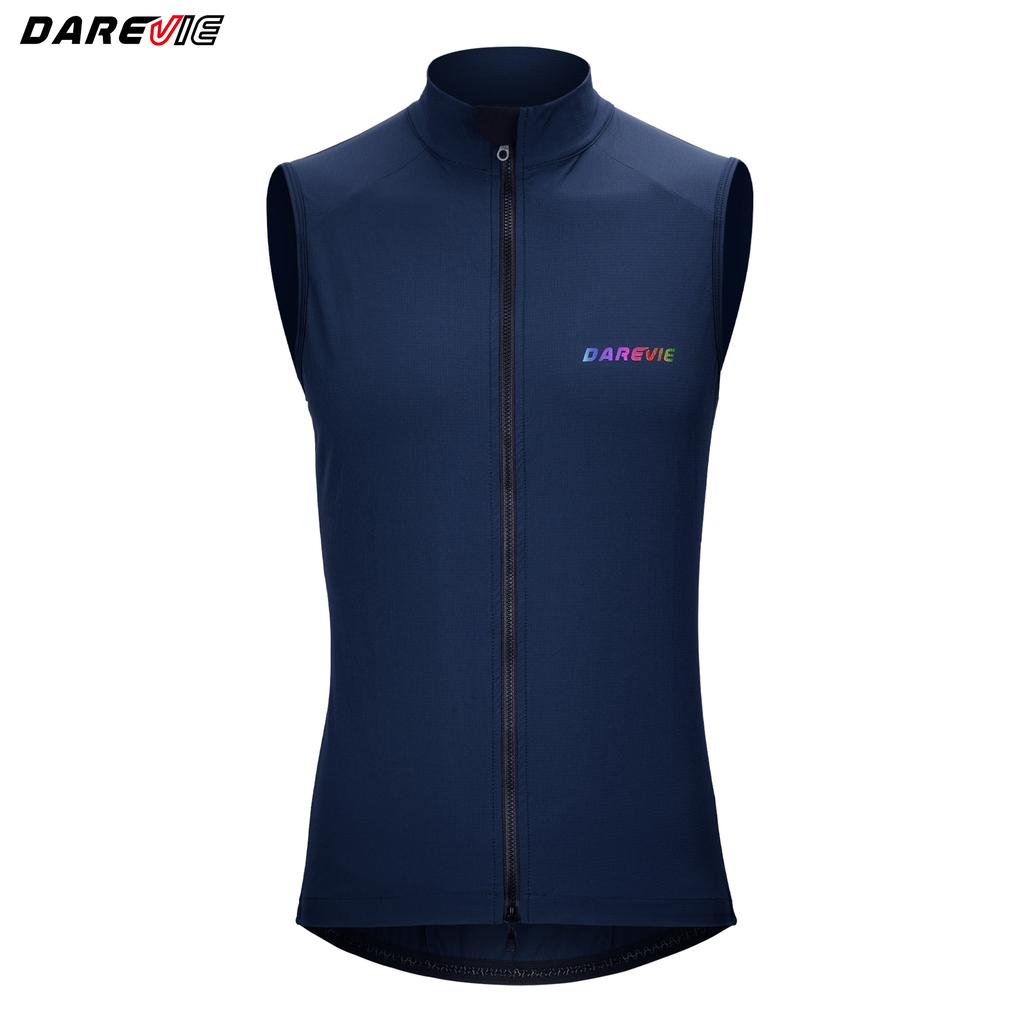 Darevie Oem Odm Black Blue Windbreaker Sleeveless Cycling Windproof Jacket Cycling Vest