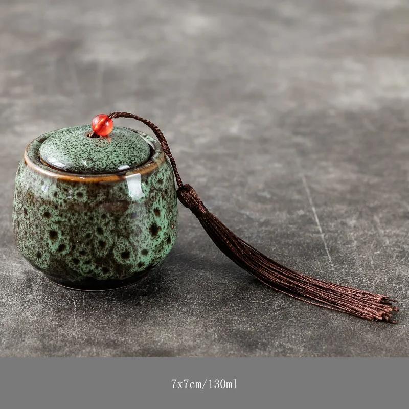Ceramic Mini Storage Cans Portable Travel Camouflage Tea Cans Household Moisture-proof Storage Cans with Lids Food Containers