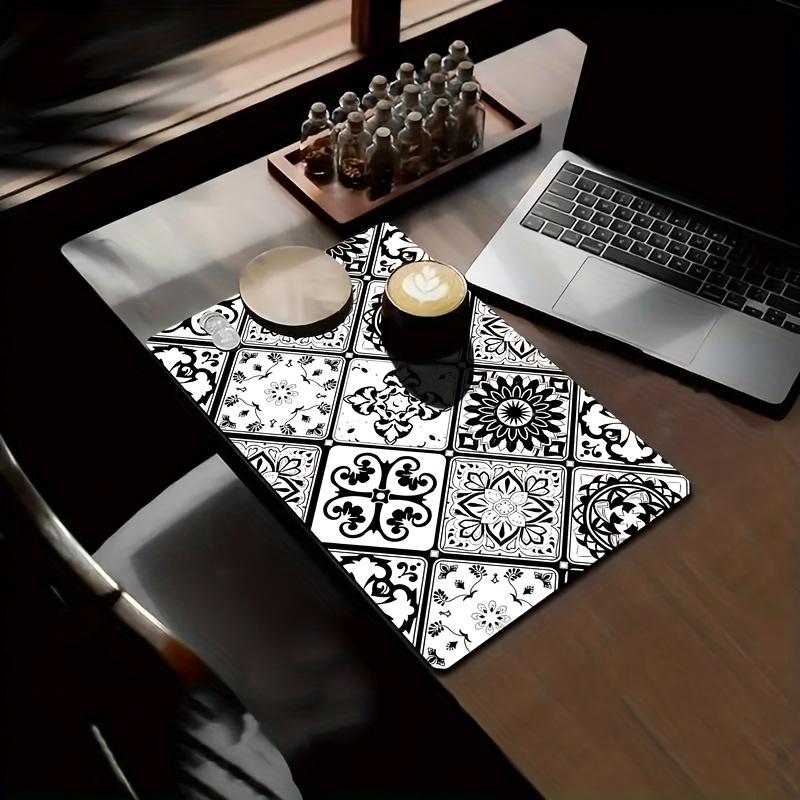 

1pc Coffee Printed Dish Drying Mat Vintage Coffee Machine Mat Table Rubber Draining Pad Non-Slip Absorbent Wear-resistant Decor 14X14cm