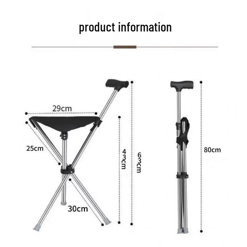 Collapsible Anti-Fall Crutch Stool: Lightweight, Thickened, Triangular Design, Telescopic, Portable, Foldable & Sit-Friendly.