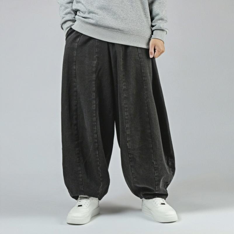 Spring and Autumn Men's Lantern Plus Size Japanese Retro Loose Harem Straight Pants Hong Kong Style Wide-leg Jeans