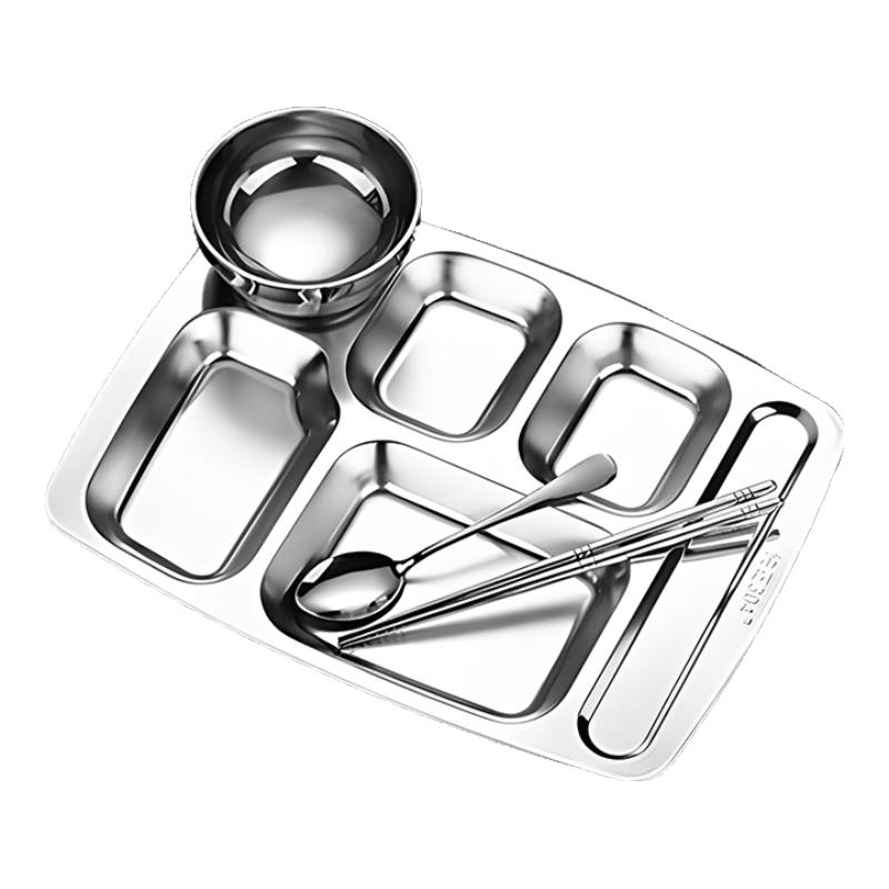304 Stainless Steel 6-Compartment Cafeteria Tray