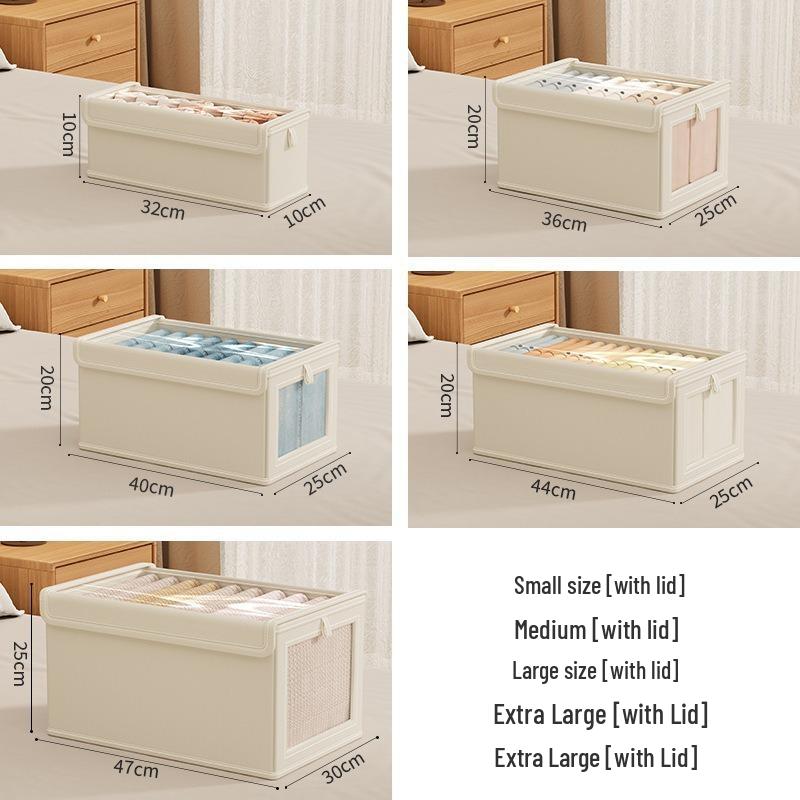 Oxford Cloth Wardrobe Organizer: Dustproof Storage Box with Lid & Clear Window for Bedroom Clothes