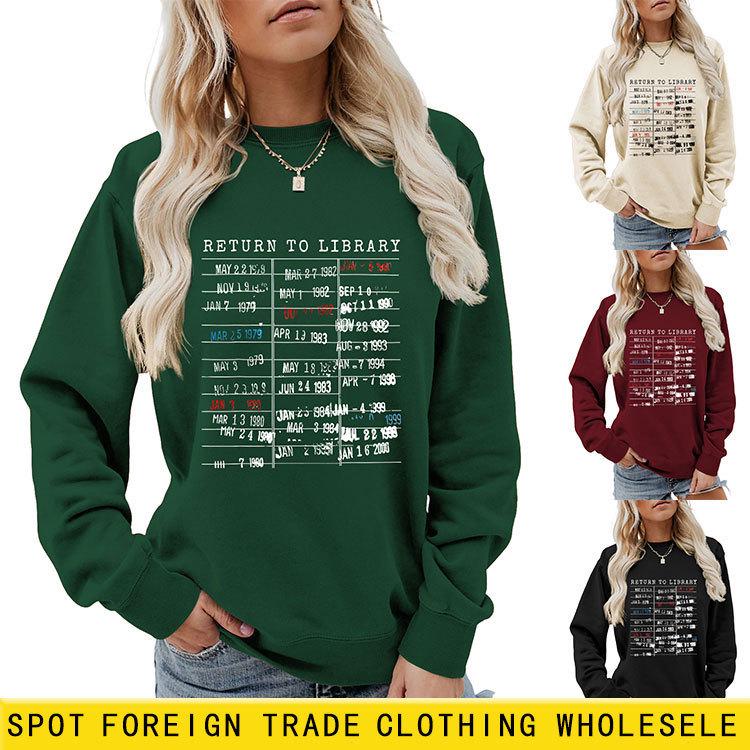 

Return to Library Women s Personalized Print Round Neck Sweatshirt - Autumn/Winter European & American Style XL сірий колір