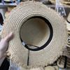 Summer bow streamer straw hat women's vacation beach hat flat top Lafite straw sun hat