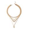 Alloy Necklace New Simple Diamond-set Rhombus Square Brand Sun Decoration Women's Multi-layer Collarbone Chain
