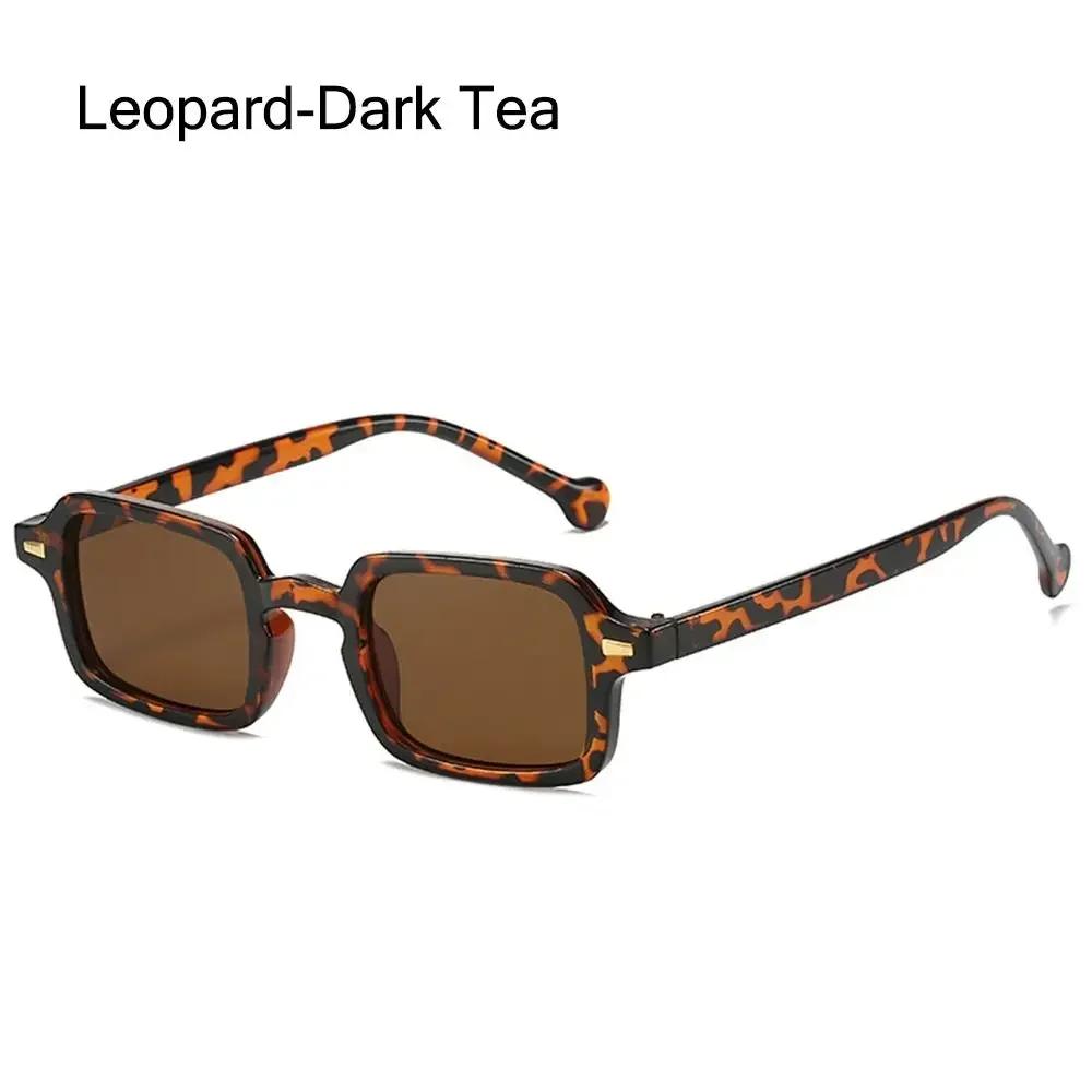 Fashion Square Sunglasses Women Latest Retro Rivets Decoration Gradient Shades UV400 Men Leopard Blue Sun Glasses