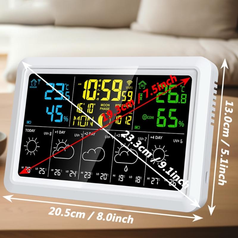 Intelligent WiFi Color Display Weather Stations With Indoor and outdoor Temperature Humidities Monitoring 5Day Weather Forecasts