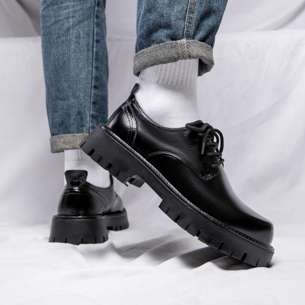 Derby pánské kožené boty s tlustou podrážkou Módní minimalistický styl Denní Venkovní Trendy Párty Dospělý kancelář ženichovy boty