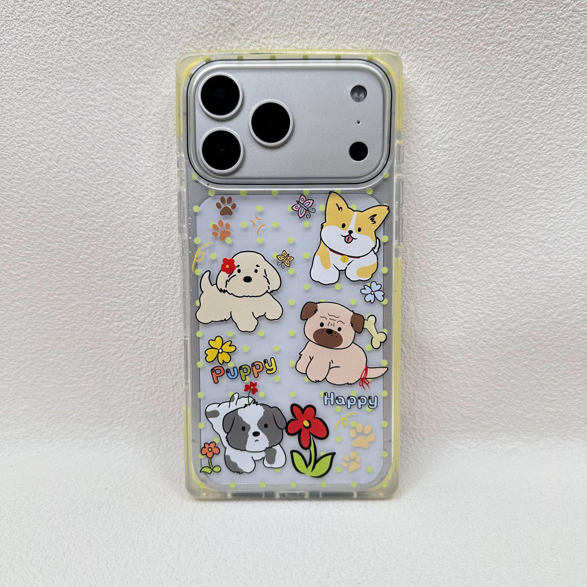Trendy Crystal Cartoon Puppy Fruit Phone Case for iPhone17 Pro Max - Drop-Proof Protection iPhone 17 Pro