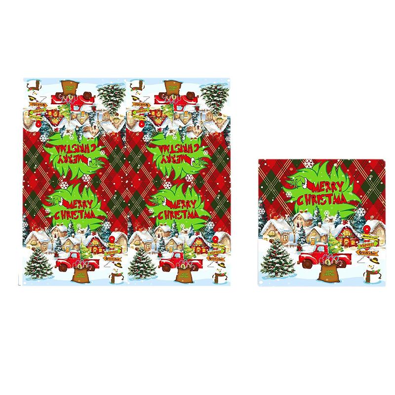 1Set Disposable Tableware Set Spoon X-mas Party Decorations Party Supplies Fork Happy New Year Paper Plates Merry Christmas