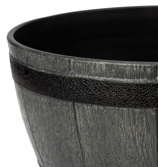 Gray round imitation wood flowerpot 40 cm Barrel