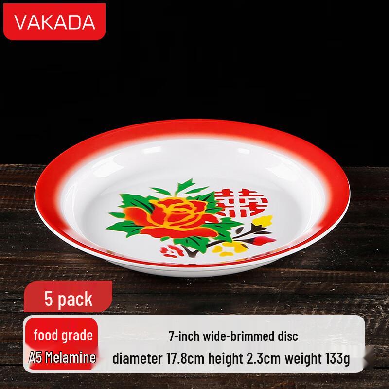 VAKADA Retro Style Melamine Dinner Plates