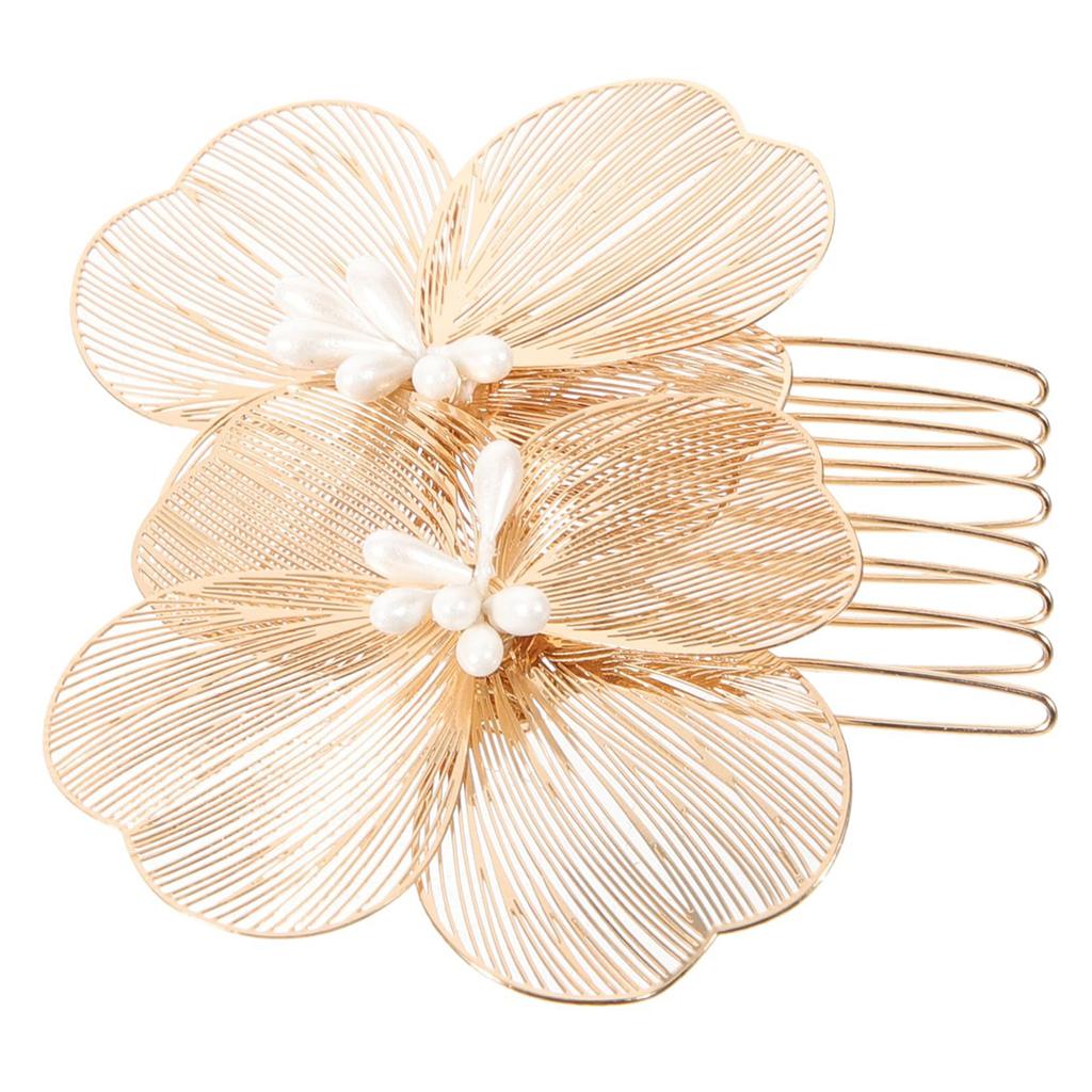 Korean New Style Bridal Hair Comb, Super Elegant Gold Flower Hair Accessory, Handmade Retro Baroque Hair Ornament For Wedding