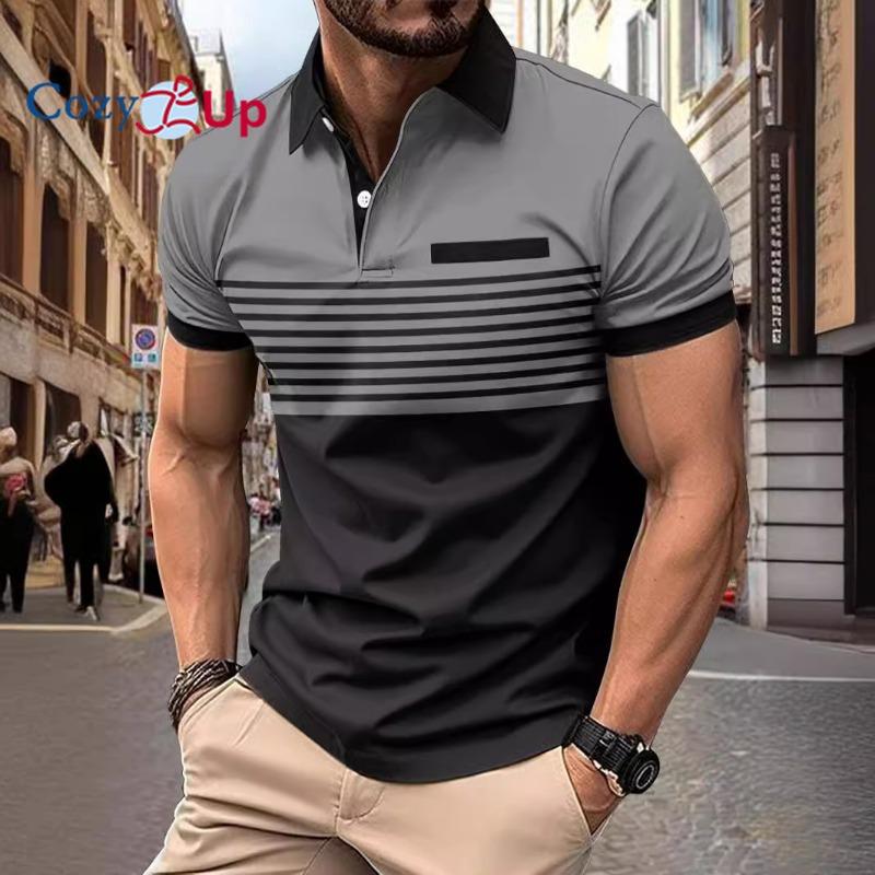Cozy Up Poloskjorter for menn Kortermede Uformelle Polo T-skjorte Color Block Slim Fit Golfskjorter med lomme