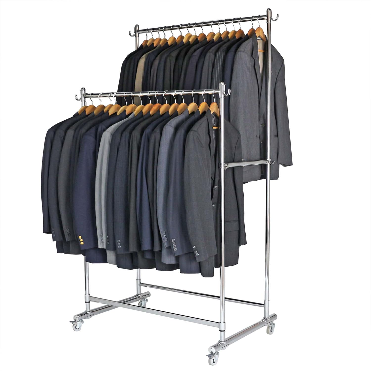 

Kawaguchi Kogyo Total Load Capacity 180kg Wide Depth Heavy Duty Double Hanger Rack Plus One Depth 110 Silver (Wide Width)