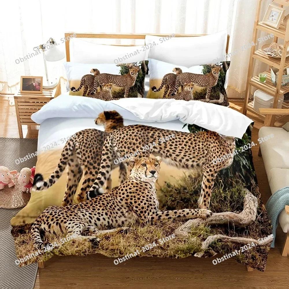 3D Black Panther Duvet Cover Set Black Leopard Bedding Set Safari Cheetah Animal Theme Pillowcase Quilt Full Queen Size Cover