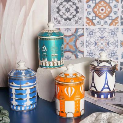 Ceramic Storage Jar with Lid Incense Candle Holder Household Storage Jar Cosmetic Brush Decoration Kitchen Cereal Storage Box