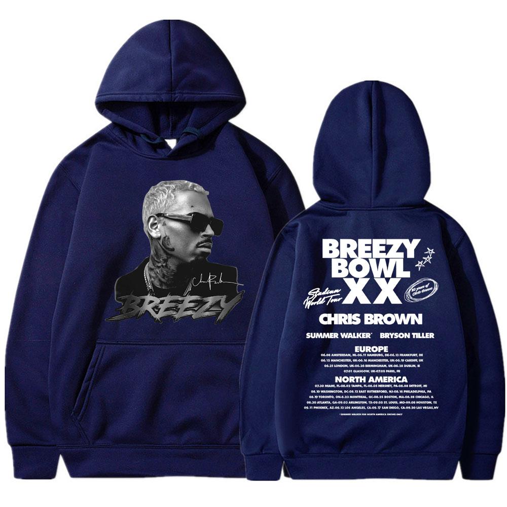 

Chris Brown Breezy Bowl XX 2025 Concert Tour Hoodie Hip Hop Retro Men Women Sweatshirt Oversized Fleece Warm Pullover Streetwear 3XL