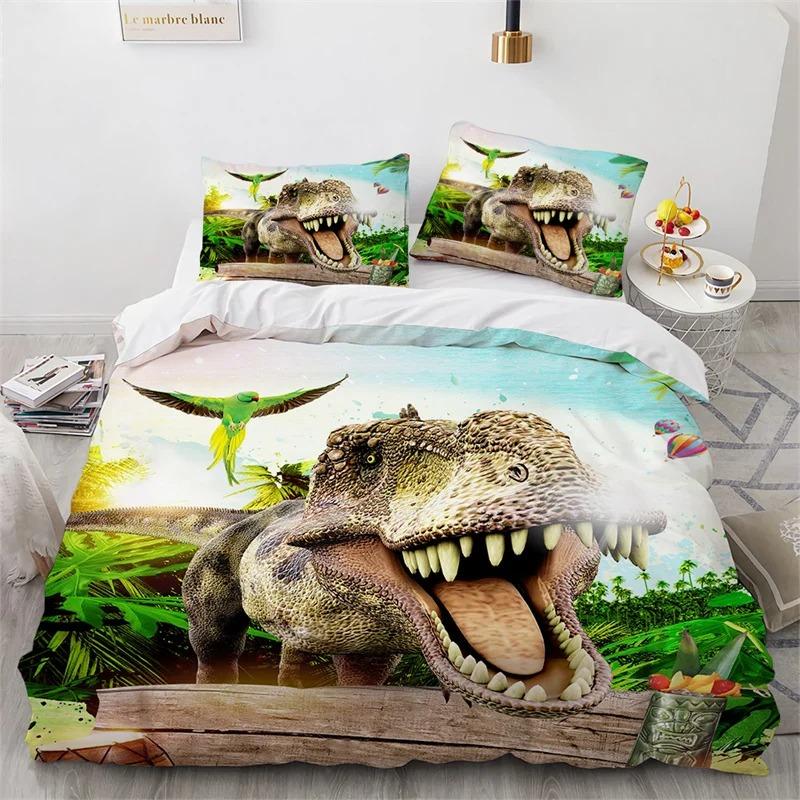 Dinosaur Duvet Cover Twin Microfiber 3D Animal Comforter Cover Jurassic World Park Dinosaur Bedding Set For Kids Teens Boys Room