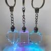 Creative LED Crystal Keychain with Inner Carving - DIY Blank Glass Key Ring Pendant Ornament