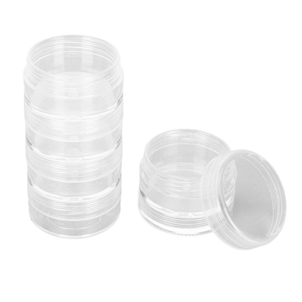 5pcs 5 Layer Design Watch Parts Storage Box Transparent Material Round Shape Watch Movement Parts Box Clear Plastic