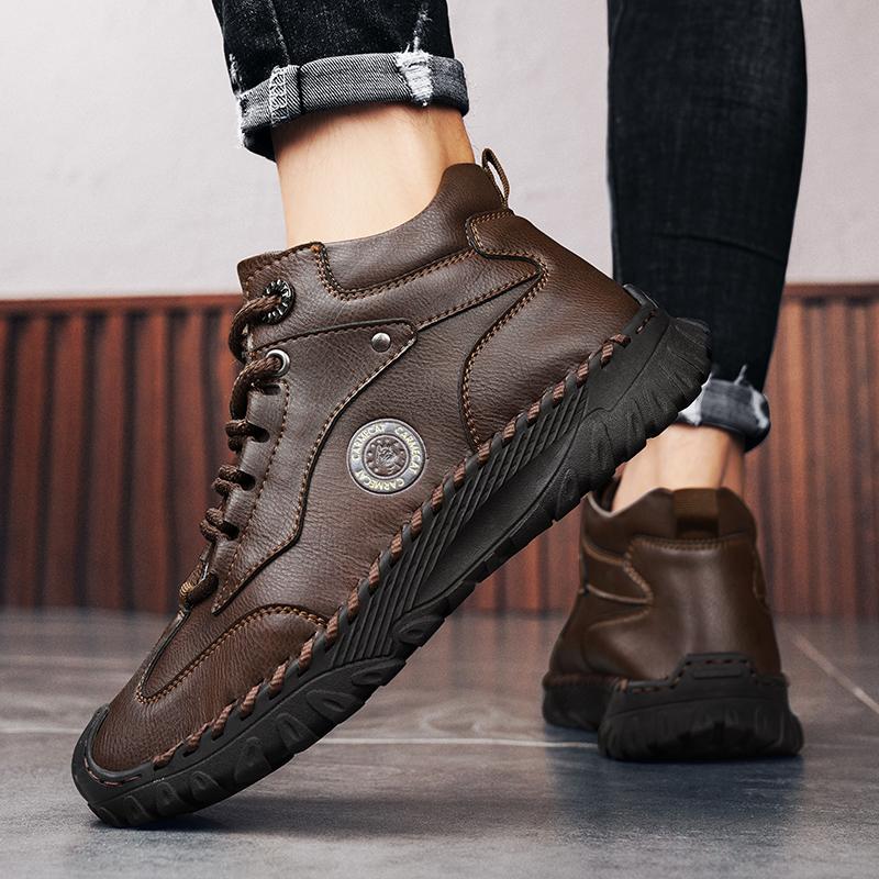 Outdoor Men's Boots Leather Low Top Casual Shoes Climbing Hiking Shoes Warm Winter Boots for Men High Quality Platform Snow Boot